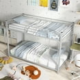 thumbnail image 1 of Gymax Twin Over Twin Low Metal Bunk Bed with Ladder Guardrails for Teens Adults Silver, 1 of 10
