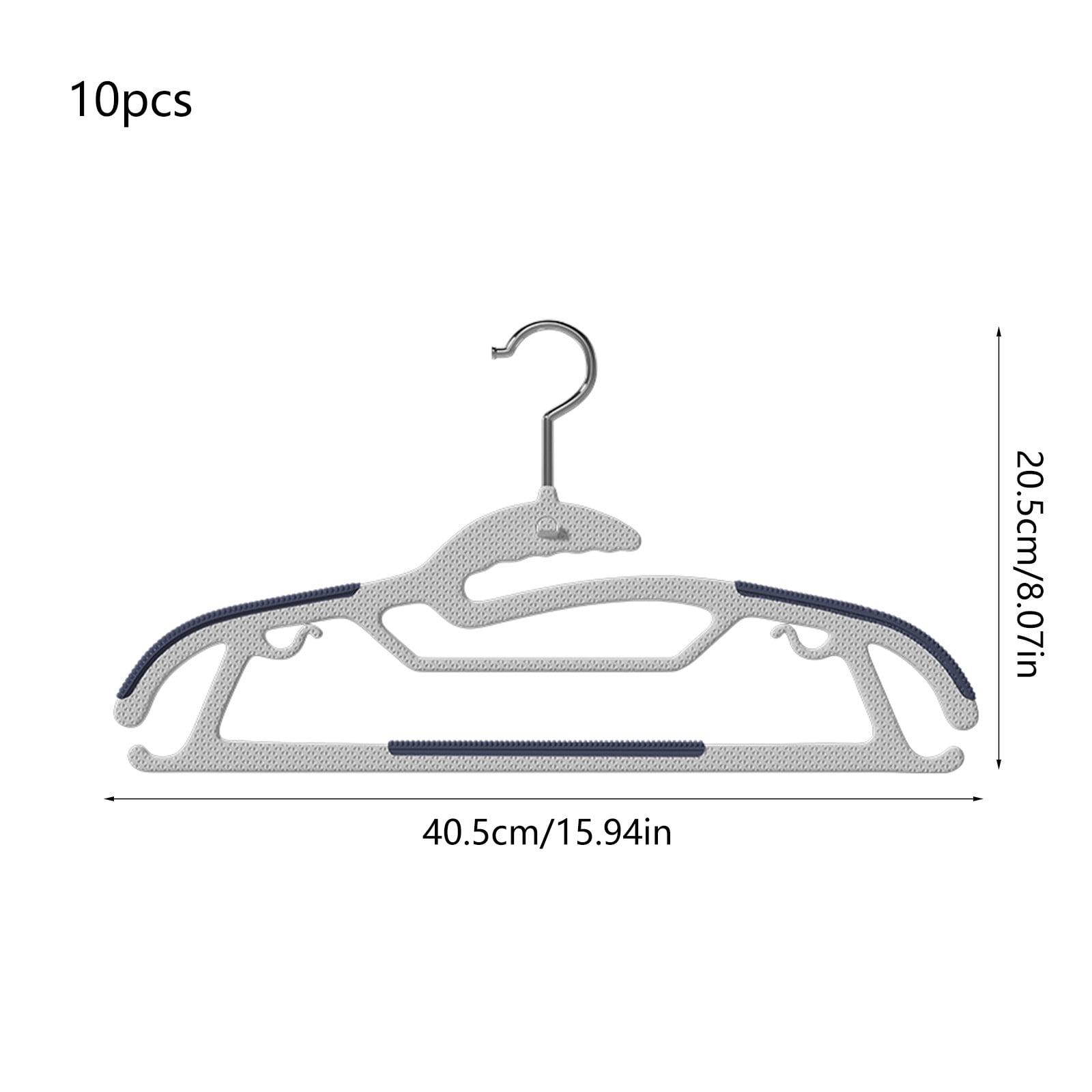 kcavykas Heavy Duty Non Slip Hangers with Wide Shoulders and Windproof Hook Available in Gray Black Navy Orange for Wet Dry Clothes 10 pcs Non Slip & Non Marking Navy