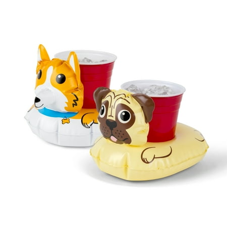 BigMouth Inc. Corgi & Pug Beverage Boats, Cute Floating Drink-Holding Puppies, Inflates Fast, 2