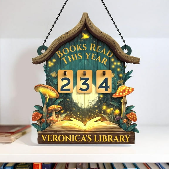 Personalized Books Read Tracker, Books Read This Year Counter, Floral Library Bookshelf Decor, Book Lover & Reader Gift