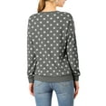 thumbnail image 4 of INSPIRE CHIC Women's Polka Dots Crew Neck Drop Shoulder Long Sleeves Knit Sweatshirt M Grey, 4 of 9
