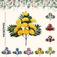 thumbnail image 3 of Artificial Flowers for Outdoors, 2 Bundles 12 Heads Artificial Fan Chrysanthemum, Weatherproof Cemetery Memorial Flowers for Grave Decoration, Cemetery Blooms UV-Resistant, 20.47 in,Yellow, 3 of 6