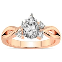 IGI Certified 4 Carat Pear Shape Lab Grown Diamond Engagement Ring | 14K Rose Gold |Twisted Blossom Diamond Ring | FG-VS1-VS2 Quality Friendly Diamonds