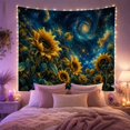 thumbnail image 2 of Golden Sunflower Cluster Against a Swirling Galaxy, Dreamy Celestial for Space Lovers, Botanical Wall Art, Housewarming Gift, Tapestry Wall Hanging for Bedroom and Studio, 2 of 7