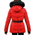 thumbnail image 2 of London Fog Women's Belted Puffer Jacket with Removable Faux Fur Hood (Red, XL), 2 of 2