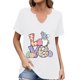 thumbnail image 1 of Corto para las Mujeres Casual Verano 2025 Pascua Impresión V-Cuello Camiseta, Ligero 95% Poliéster 5% Spandex Top para Toda la Temporada Hogar Y Diario, 1 of 7