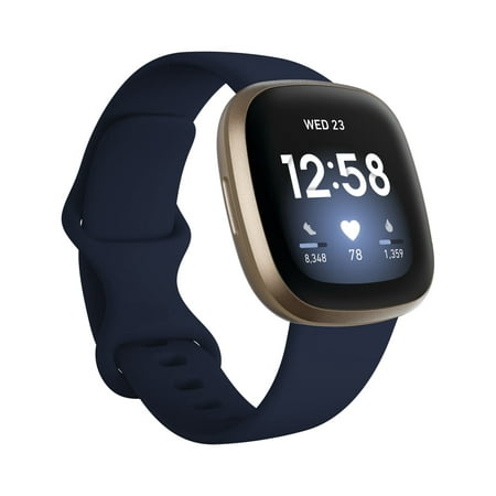 Restored Fitbit FB511GLNV Midnight Soft Gold Smartwatch with GPS, 24/7 Heart Rate, Versa 3 (Refurbished)