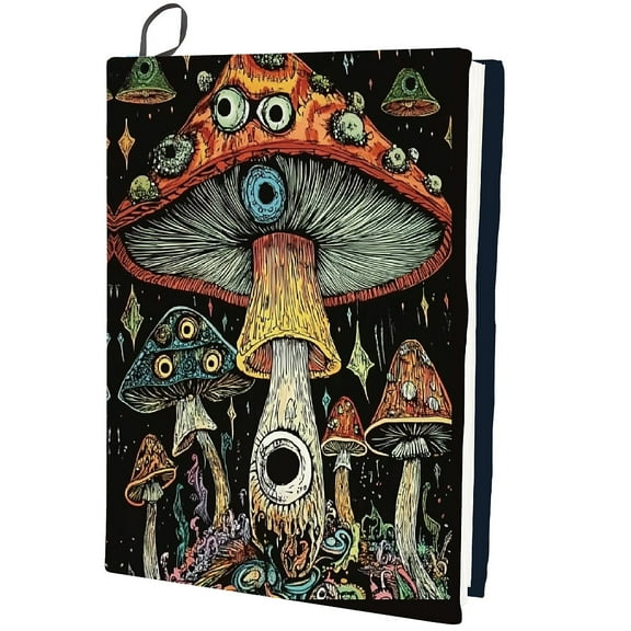 Polyester Book Covers Elastic Notebook Wraps Rectangle Mushroom 400x250mm