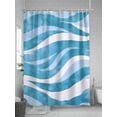 thumbnail image 5 of Shower Curtains Blue White Wave Abstract Art Bath Curtain Modern Lines Texture Waterproof Bathroom Shower Curtain Set with Hooks Decoration 72 x 72 Inches, 5 of 7