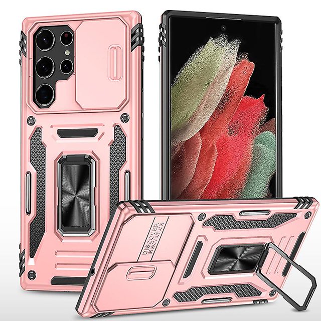 Armor Magnetic Ring Stand Compatible Samsung Galaxy S23 Ultra/s23p/s23 With Slide Camera Lens Protection Cover