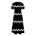 thumbnail image 5 of Wycnly Summer Dresses for Women Womens Summer Dresses Flowy Ruffle Swing Pleated Tunic Long Dresses with Pocket Girls Casual Striped Print Crewneck Short Sleeve Maxi Dresses, 5 of 6