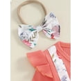 thumbnail image 5 of Caoirhny Newborn Girl Outfit, Long Sleeve Crew Neck Flower Print Romper Dress with Bowknot Headband Clothes, 5 of 9