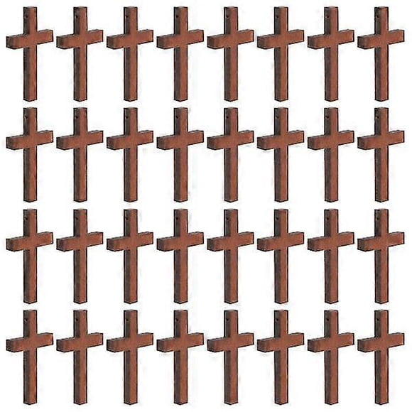 50 Pcs Cross Pendants for Men, Christian Wooden Wall Crosses