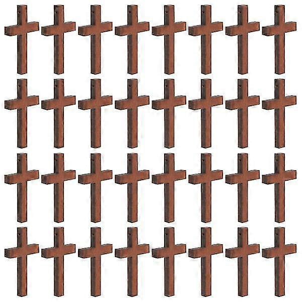 50 Pcs Cross Pendants for Men, Christian Wooden Wall Crosses