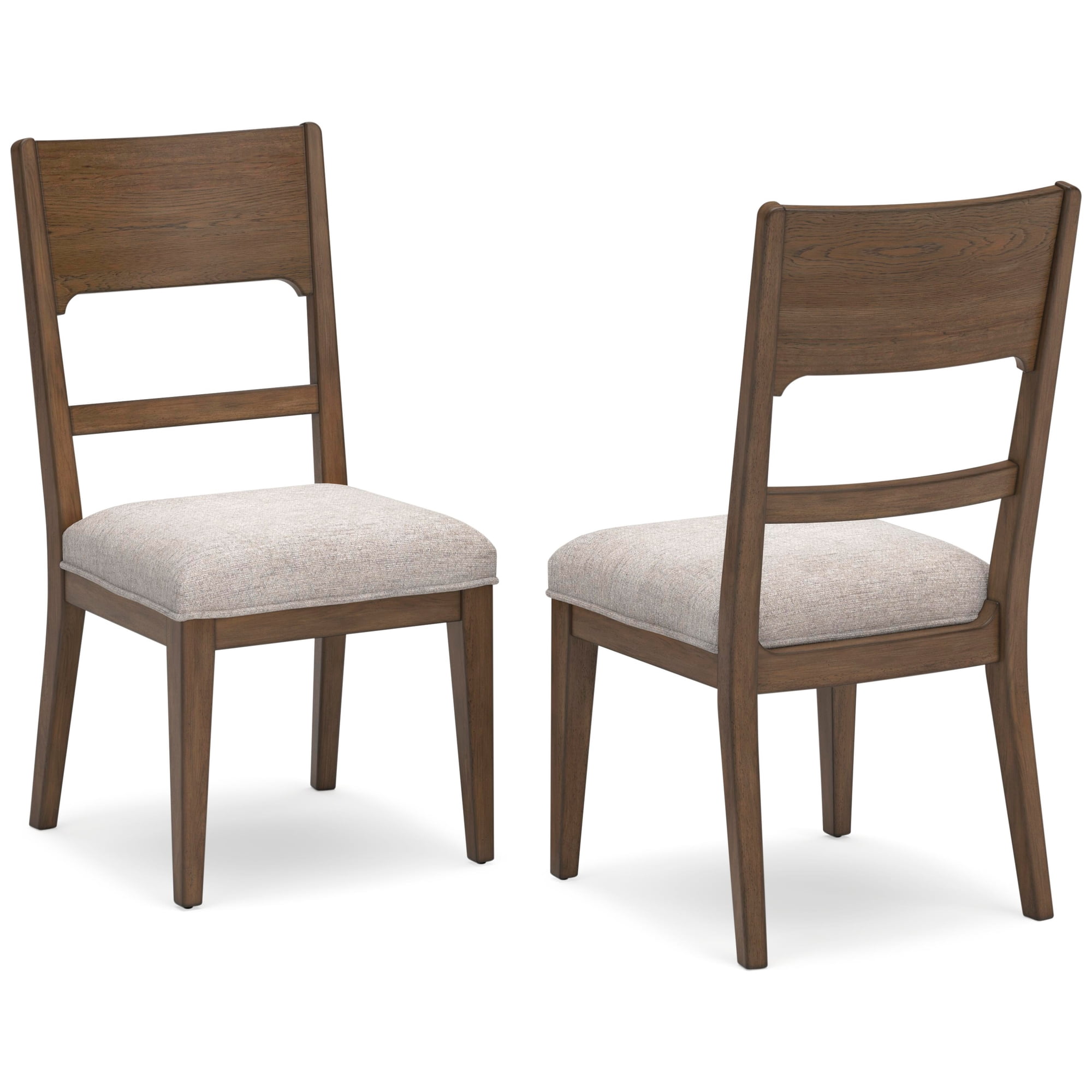 Signature Design by Ashley Cabalynn Dining Side Chairs Set of 2, Oatmeal and Light Brown Upholstered Dining Chairs with Hardwood Frame