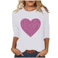 thumbnail image 2 of HaoXianJian Valentine's Day Shirt for Women Glitter Love Heart Printed T-Shirt Top 3/4 Sleeve Tee Crew Neck Casual Blouse Tops Size S-2X, 2 of 4