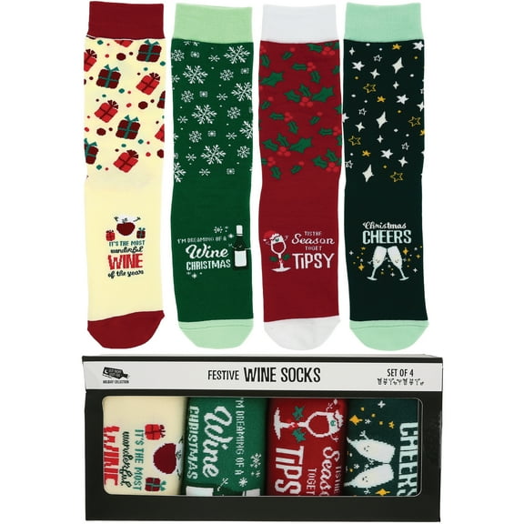 Pavilion Gift Company - Christmas Wine - M/L Unisex Crew Socks
(Set of 4 )