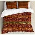 thumbnail image 1 of African King Size Duvet Cover Set, Leopard and Cheetah Skin Savannah Pattern Safari Fauna Primitive Artwork, Decorative 3 Piece Bedding Set with 2 Pillow Shams, Sephia Orange Amber, by Ambesonne, 1 of 3