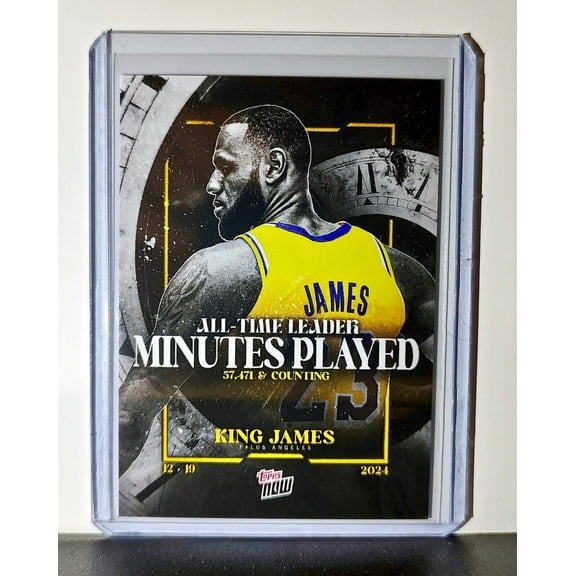 LeBron James 2024 Topps Now NBA #10 All-Time Leader Minutes Played Card Lakers