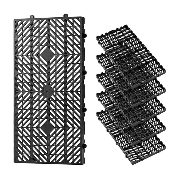 VEVOR Plastic Pallets, 6 Pcs Plastic Pallets for Basement Storage, Nestable Lightweight Waterproof Storage Pad with Breathable Grid for Indoor Outdoor Supermarket Warehouse, 23.6"x11.8"x1.2", Black