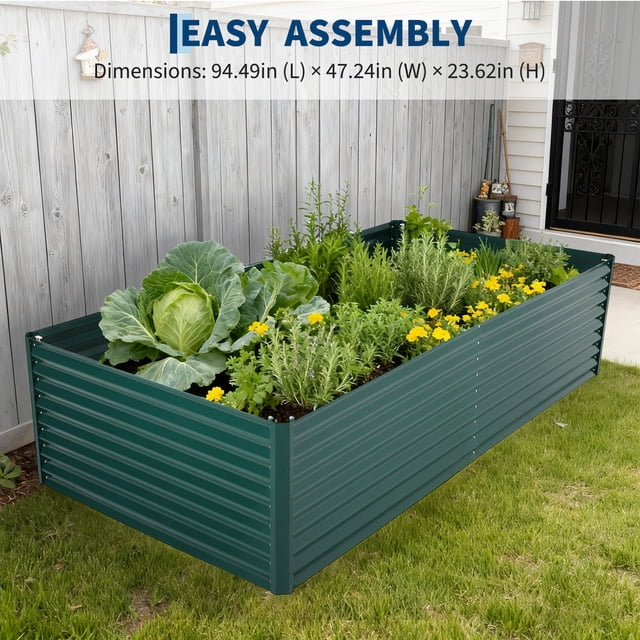 Edtara Large Raised Garden Bed Includes Durable Galvanized Steel Planter Box, Convenient Greenhouse With Zippered Screen Doors, and Open Base for Supporting Healthy Flower and Vegetable Growth