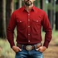 thumbnail image 2 of hoksml Men's Gradient Western Long Sleeve Shirt Point Collar Dual Pocket Stretch Casual Everyday Top, 2 of 9