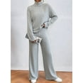 thumbnail image 6 of Women'S 2 Piece Fall Outfits Sets Travel Knit Pullover Tops and Wide Leg Pants Sweatsuit Lounge Sets Grey M, 6 of 7