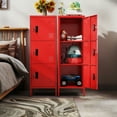 thumbnail image 5 of Aobabo 47.3" H Metal Locker with Ventilation Holes,3 Door Metal Storage Cabinet with Lock and Card Slof for Living Room,Bedroom,School,Office,Home,Assembly Required,Red, 5 of 7