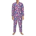 thumbnail image 3 of Fotbe cartoon rainbow Skull Pijama de Hombre con Estampado de Manga Larga, Conjunto de 2 Piezas, Ropa de Dormir Suave y Cómoda con Bolsillos-Small, 3 of 7