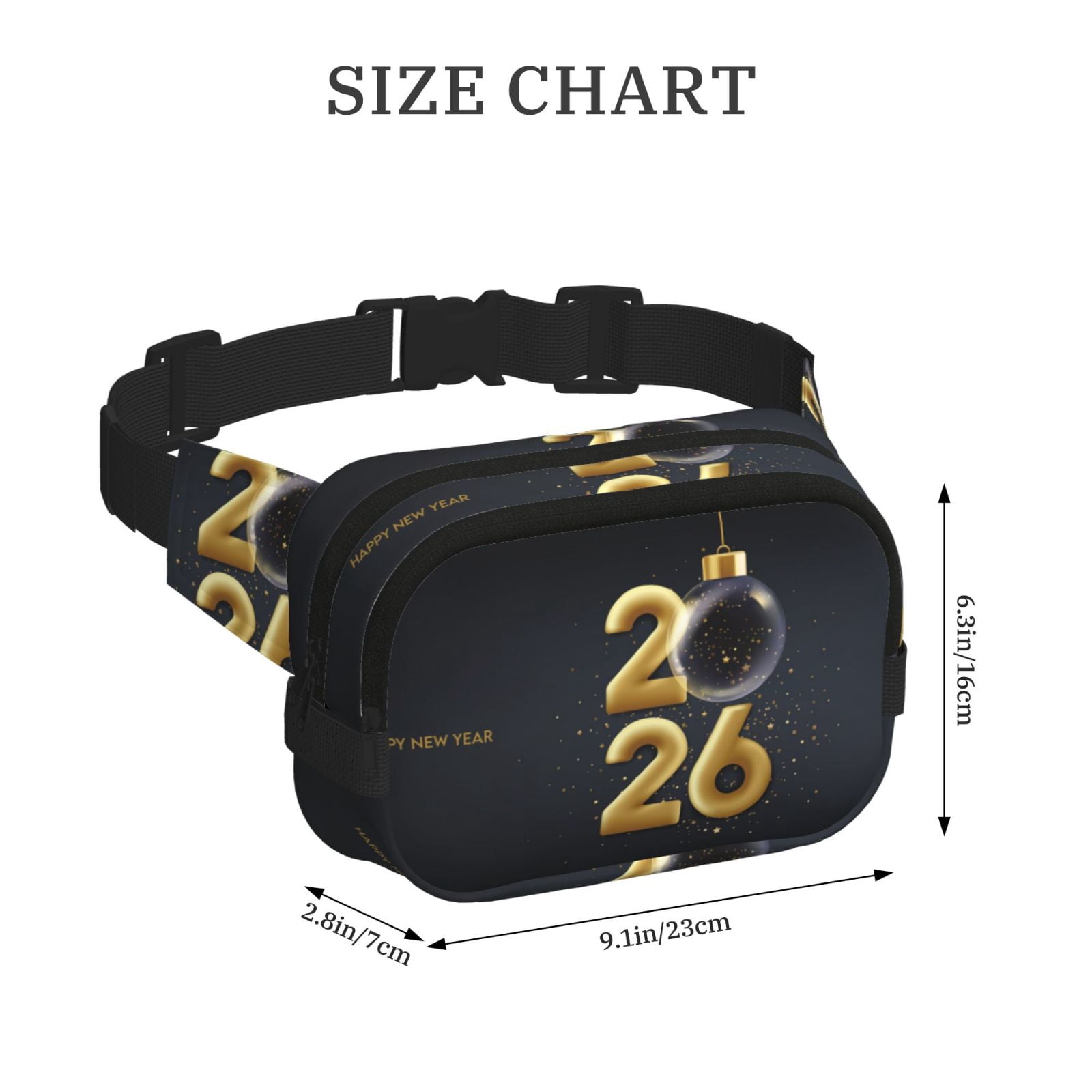 Hirioo Happy New Year 2026 for Double Layer Waist Bag Adjustable Fanny Pack For Travel Running Hiking