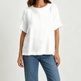 thumbnail image 7 of Qulqfy Short Sleeve Summer Shirts for Women Cotton Linen Casual Crew Neck Solid White Spring Womens Tops Summer XXXL, 7 of 7