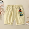 thumbnail image 2 of Boy Shorts Toddler Boys'summer Loose Fit Casual Shorts Kids Solid Color Breathable Pants with Drawstring Baby Shorts Khaki 3 Years-4 Years, 2 of 3