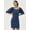 Blue, variant on DressBerry Women’s Solid Cotton Flex Dress Square Neck Elbow Puffed Sleeves Above Knee Length Regular Wear Light Weighted Casual Summer Dress