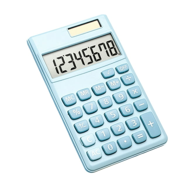 Tignapoo KK-320 Dual Power Solar Calculator with 8-Digit Display, Concave Buttons, White/Pink/Sky Blue, Includes AG10 Battery