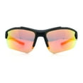 thumbnail image 4 of Polarized Mens Color Mirror Baseball Half Rim Wrap Sport Plastic Sunglasses Black Red - Orange Mirror, 4 of 8