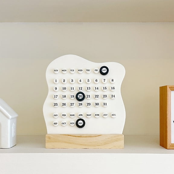 Desktop Perpetual Calendar, Reusable Block Calendar for Desk, Modern Ring Date Calendar, Record Cute Decor for Home Office Accessories Aesthetic