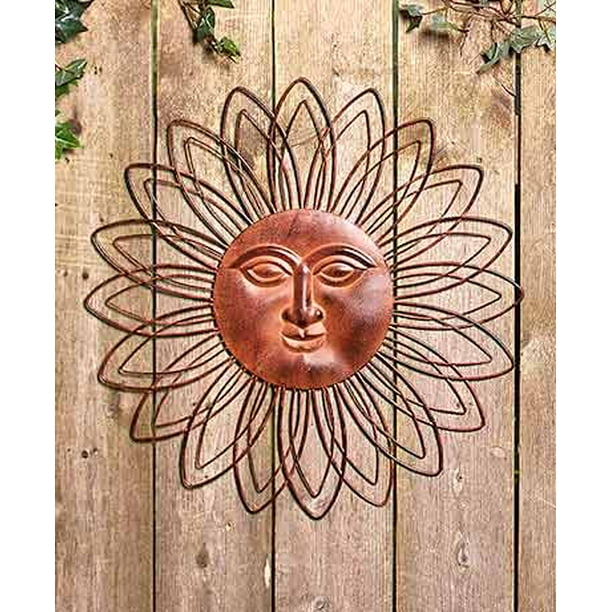 Metal Wall Sun FacesRustic Brown