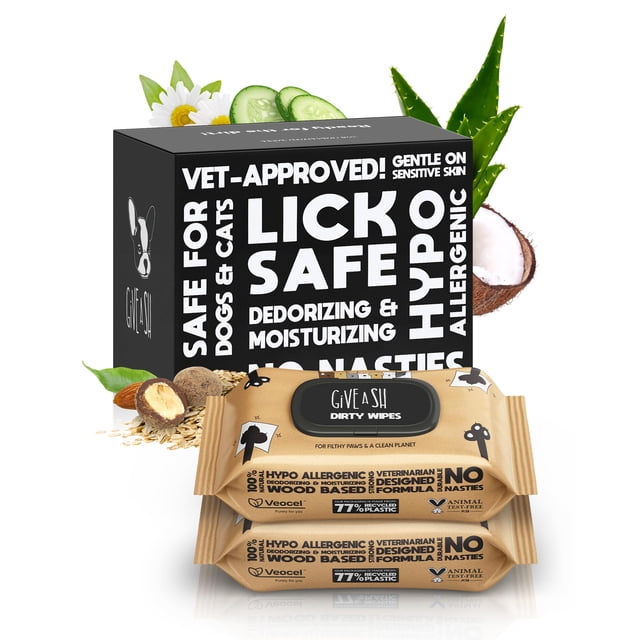 Toallitas para mascotas G.A.S Dirty Lick-Safe para perros y gatos, paquete de 200