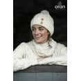 thumbnail image 2 of Aran Woollen Mills 100% Supersoft Merino Wool Knitted Hat with Buttons and Pom Pom Made in Ireland | Natural White, 2 of 4