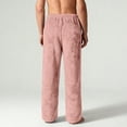 thumbnail image 4 of Dresfit Men's Flannel Pajama Pants Winter Fuzzy Pajamas Fleece Lined Pant Comfort Fluffy Drawstring Plush Bottoms Lounge Warm Solid Color Sleepwear with Pockets Pink M, 4 of 9