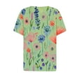 thumbnail image 5 of PVCS Womens Tops Clearance Under $5 Summer Tops for Women Vacation Trendy V Neck Short Sleeve Shirts Casual Loose Spring Vintage Floral Print Comfy Tunic Clothes, 5 of 5