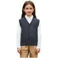 thumbnail image 4 of HAOTAGS Boys V - neck Knitted Sweater, Solid Color Comfortable Knitting Cotton School Uniform Vest Dark Gray 7-8 Years, 4 of 8