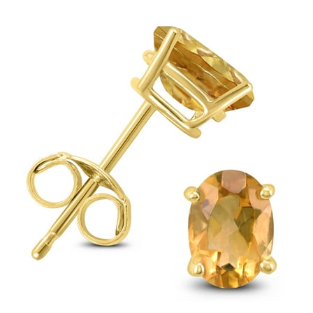 SZUL Women's 14K Yellow Gold 8x6MM Oval Citrine Earrings