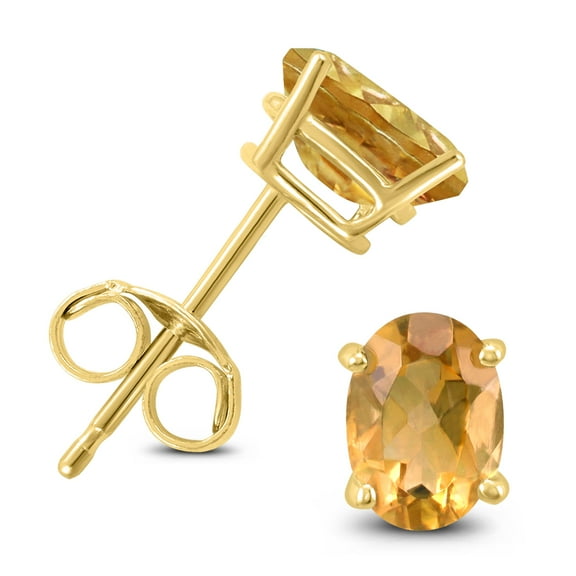 SZUL Women's 14K Yellow Gold 8x6MM Oval Citrine Earrings
