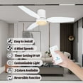 thumbnail image 2 of VAGIZM 42 Inch Flush Mount Ceiling Fan with Light - 3 Blades Modern Ceiling Fan for Living Room and Bedroom - Quiet DC Motor - Dimmable - Reversible Function - White, 2 of 7