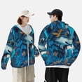 thumbnail image 3 of KLL Blue Iceberg Leaf Wolf Print Men's Women’s UPF 50+ Sun Protection Outdoor Hoodie Jacket Long Sleeve Fishing Hiking Performance Shirt-Large, 3 of 6