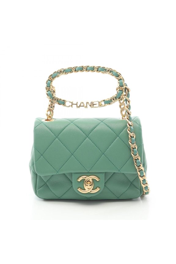 Pre-Owned Chanel Mini Matelass Oval Logo Top Handle 2-Way Shoulder Bag/Handbag, Lambskin...