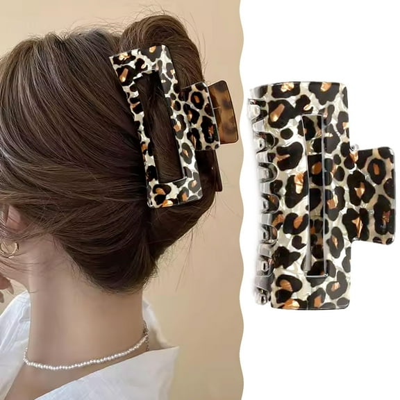 Leopard Print Hair Claws for Women - Non-Slip Acrylic Claw Clips, French Banana Clip Barrettes for Thick & Thin Hair, Strong Hold Hair Accessories,Cheetah Print Fashion Clips 3.3 Inch (light brown)