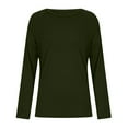 thumbnail image 4 of DPTALR George Women's Lightweight Long Sleeve Crewneck Knit Tops，2025 Fall Fashion,Army Green,Size L, 4 of 8