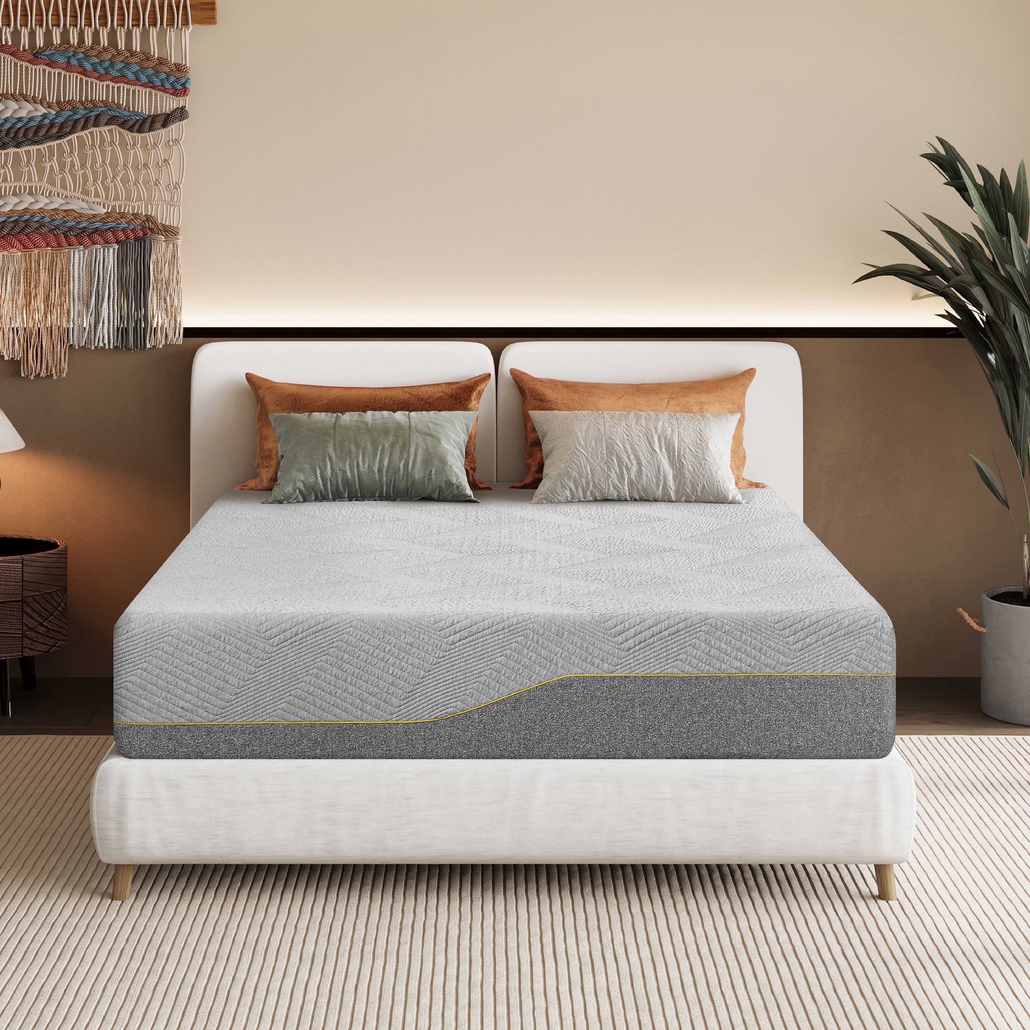 MLILY Ego Gray 14 inch Gel Memory Foam Mattress, Queen Mattress in a Box, Medium